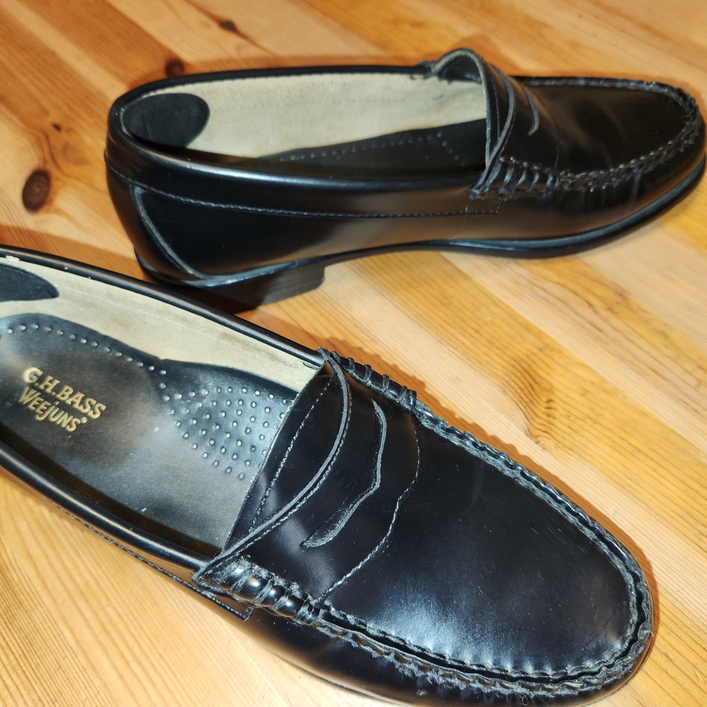 G.H. Bass & Co. Whitney Black Leather Loafers Women's Weejuns Free Shipping